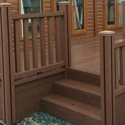 Composite wood caravan decking and railings